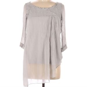 H Trend 100% Silk Blouse Gray Size S
